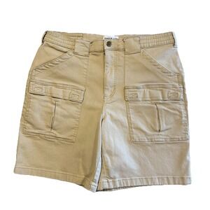 Mens Cargo Shorts Size 36 John Blair Utility‎ Pockets Beige Flat Front Casual 8"